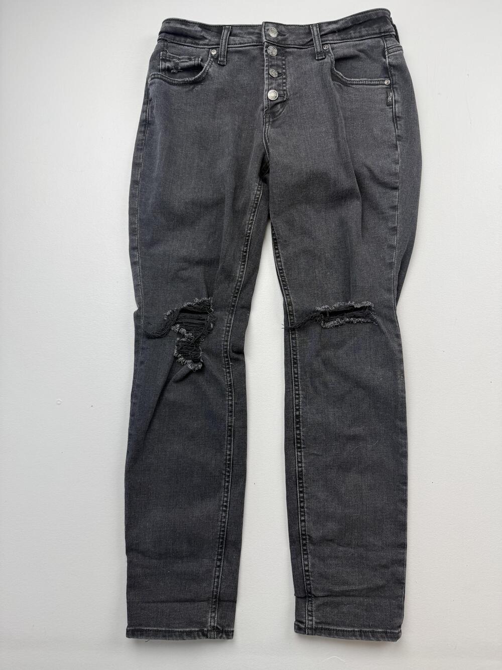 Silver Jeans Co. Jeans Womens 31x29 Black Boyfriend Distressed Button Fly Denim